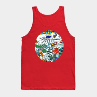 Moon and Flowers Abstract Tank Top